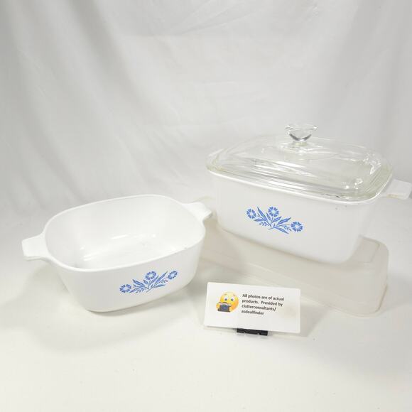 Corning Ware Blue Cornflower Bundle #P-1 1/2-B Casserole Dish #P-4-B Dish - Picture 1 of 8